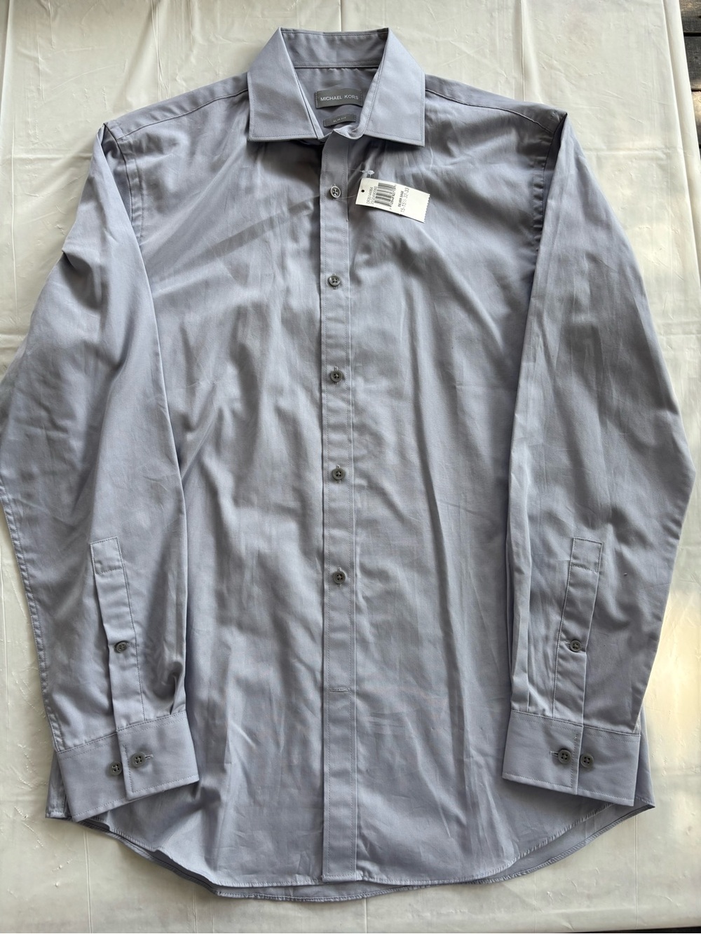 Michael Kors Men's Light Gray Long-Sleeve Dress Shirt